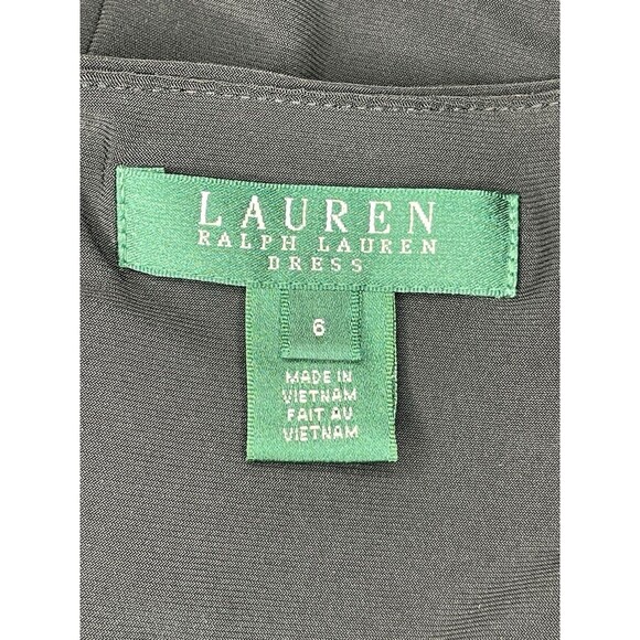 Ralph Lauren LRL Ruched Knee Length Dress Womens 6 Black Surplice Neckline - Picture 7 of 9
